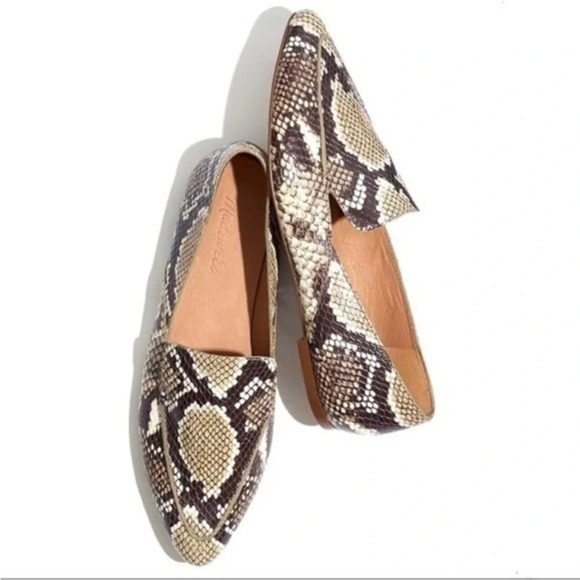 New Madewell Frances Skimmer Flats Snake Embossed - Picture 1 of 8